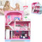 LZQ Puppenhaus Holz, 3 Etagen Dollhouse Puppenhäuser Barbie Haus, Puppenhaus ab 2 Jahre für Kinder, Mädchen, Geschenk, Geburtstag 70×30×70cm