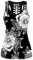 Ocean Plus Femme Crâne Sport Débardeurs Gothique Cache-cœur Gilet d'entraînement sans Manches Chemise Criss Cross Noir T-Shirt Halloween (S (Brustumfang: 80 cm), Fleurs Blanches)