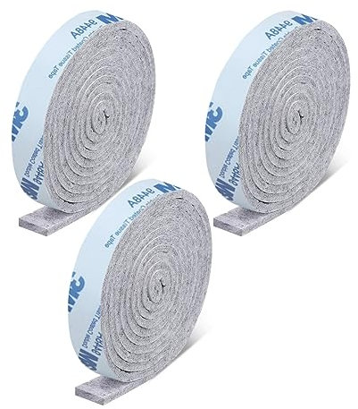 USTNIR 3 Rotoli Rotolo di Feltro Resistente, Feltrini per Mobili, Feltro Autoadesivo per Hobbistica, Feltrini Sedie Taglio Libero Feltrini Adesivi per Mobili (100 x 2 CM)