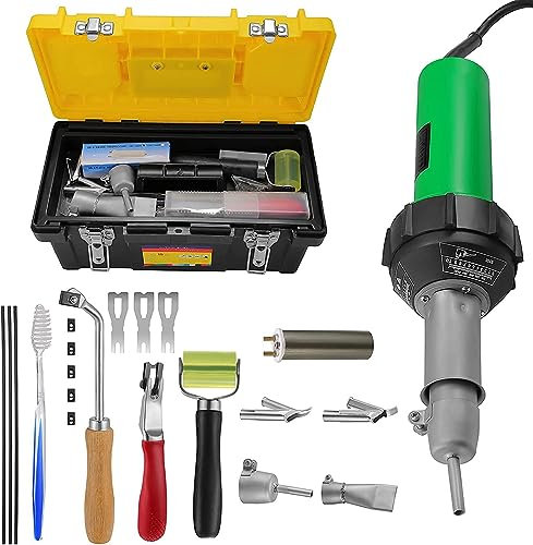 Yabumak 1600W Plastic Welder Welding Tool Hot Air Gun 20℃- 600℃ Variable Temperature Control 21 Pieces Hot Air Gun Kit DIY Stripping Paint Shrinking PVC Home Improvement