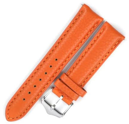 Klauer Leder-Uhren-Band 18-22mm Ersatzuhr Armband, Orange, 22mm