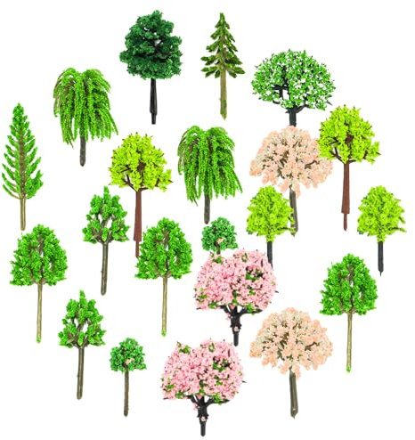MININUSI 60 Stück Modellbau Bäume, 2.5CM - 7CM Mini Kunstbaum, Natürliche Modell Eisenbahn Landschaft, Bäume Modellbau, Architektur Miniatur Bäume, Mini Landschaftsgestaltung für Landschaft, Garten