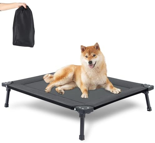 pozico Erhöhtes Hundebett Faltbar – Waschbar & Atmungsaktiv – Hundeliege mit Metallrahmen, Tragbar für Kleine & Mittelgroße Hunde/Katzen – Haustierbett für Innen, Außen, Reisen & Camping (M)