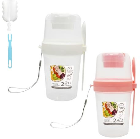 Porta Yogurt Termico, Porta Yogurt Eco-Friendly, Porta Yogurt Refrigerato Capacità 310ml + 560ml, Spazzola Per Tazze Inclusa, Cucchiaio Incluso