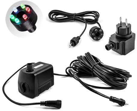 CLGarden Springbrunnenpumpe SP1 mit LED RGB Farbwechsel 12 V energiesparend Gartenpumpe Quellstein, Wasserspiel