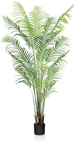6FT Artificial Palm Tree,Lifelike Tall Fake Tropical Plant,Faux Areca Palm Tree for Indoor Outdoor Home Office Garden Farmhouse Modern Decor