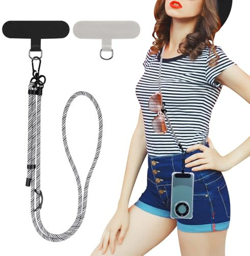 Xialvyu 2er Set Universelle Handykette, Verstellbares Telefon Lanyard mit 2 Universal-Patches Reißfestes Handyband für alle Smartphone-Hüllen für Radfahren, Wandern & Alltag