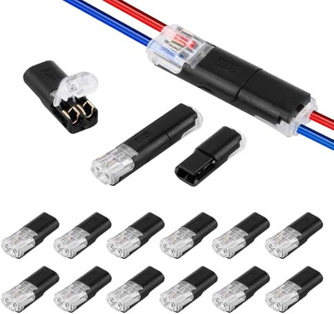 12 Stück Auto Kabelverbinder Wasserdicht 2 Polig,12v Stecker 2 Pin,Kabel Steckverbinder,Steckverbinder 12v,Steckverbinder 2 Polig,Schneller Kabelstecker Verbindungen 12v Für 18-22 Awg Kabel Crimp