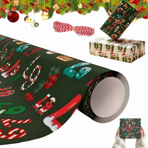 67 Meme Weihnachtsgeschenkpapier, 67 Lustiges Geschenkpapier mit Kordeln, 50cm breit, ideal für Geburtstage, Weihnachten und andere festliche Geschenke (A,50 x 180 cm)