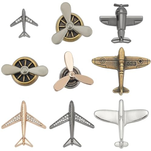 SUNNYCLUE 1 Schachtel 9 verschiedene Flugzeug Broschen Flugzeug Anstecknadeln Großpackung Antikbronze Metall Flugzeug Anstecknadeln Flugbegleiter Anstecknadeln Für Damen Und Herren Kleidung Pullover D