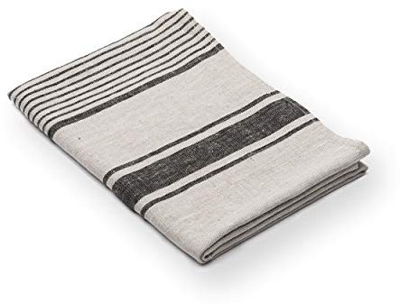 LinenMe Badetuch Leinen 100%, 100x145 cm - Leinentuch, Saunatuch, Handtuch, Duschtuch - Saunahandtuch damen herren - Handtücher Natürliche - Schwarz