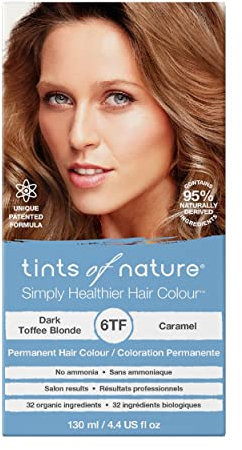 Tints of Nature 6TF Dark Toffee Blonde Permanent Hair Dye, Dunkles Toffeeblond Permanente Haarfarbe, pflegt das Haar und deckt Grau ab, ammoniakfrei, 130 ml