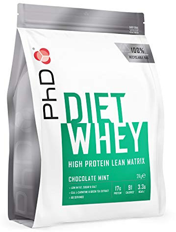 PhD Italy Nutrition Diet Whey Protein, 80 Porzioni, Proteine Whey Dietetiche, Cioccomenta, Proteina Pura in Polvere per Ridurre il Grasso Corporeo, 2000 g