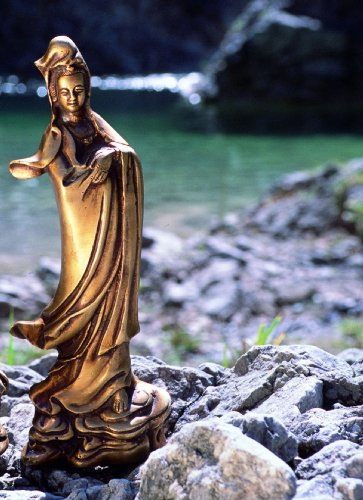 Spirituelle Statue Kwan Yin - Messing, 22 cm