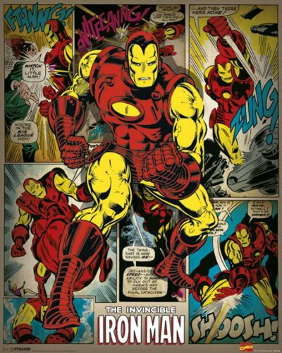 Marvel Comics Iron Man Retro Comic Mini Poster Plakat Druck - Grösse 40x50 cm