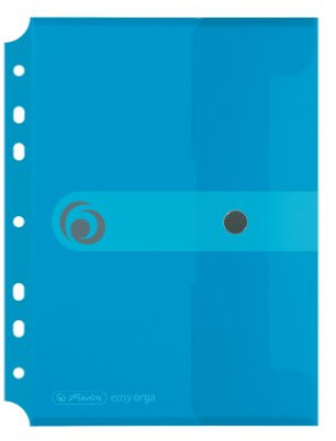 Herlitz 11293826 Dokumententasche A5 zum Abheften, Polypropylen-Folie, 6-er Packung, mit Druckknopfverschluss, transparent blau