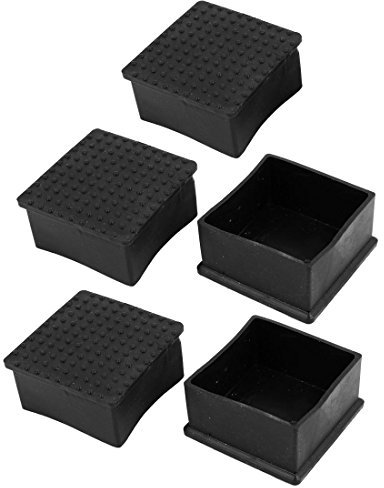 sourcing map 5pcs Embout Pied de Chasie Meuble Embout Tube Jambe Patin Capuchon Protection Carrée Caoutchouc 60x60mm