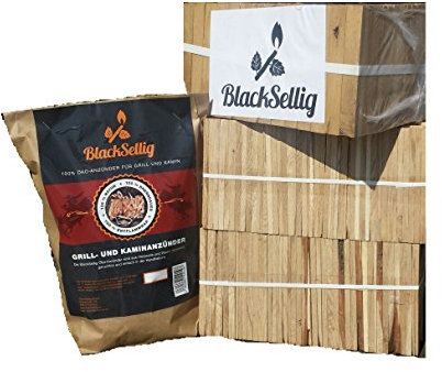BlackSellig 24 Kg Anfeuerholz perfekt trocken und sauber + 50 Stück natürliche Anzünder