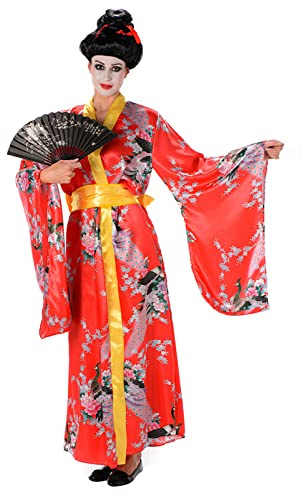 Vegaoo Geisha-Kostüm rot für Damen - Rot