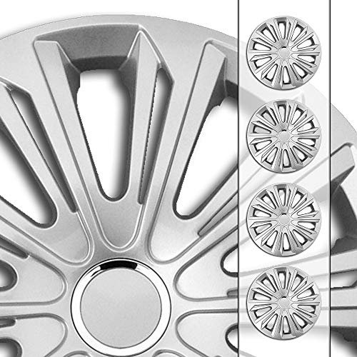 (Größe und Farbe wählbar!) 15 Zoll Radkappen/Radzierblenden Strong Silber (Farbe Silber), passend für Fast alle Fahrzeugtypen (universell) – nur beim Radkappen König