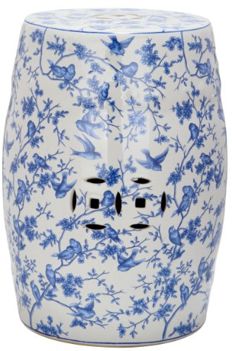 Safavieh ACS4514A Safavieh Castle Gardens Collection Glazed Ceramic Birds Garden Stool, Blue