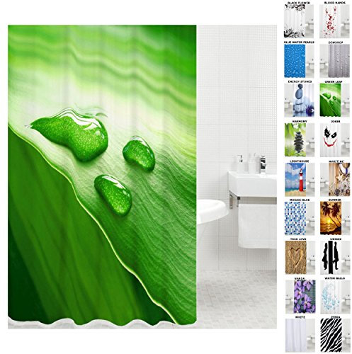 Sanilo Duschvorhang, viele schöne Duschvorhänge zur Auswahl, hochwertige Qualität, inkl. 12 Ringe, wasserdicht, Anti-Schimmel-Effekt (180 x 180 cm, Green Leaf)