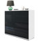 Vladon Sideboard Ben V2, Made in Germany, Kommode mit 1 Tür und 5 Schubladen, Weiß matt/Schwarz Hochglanz (79 x 74 x 36 cm)