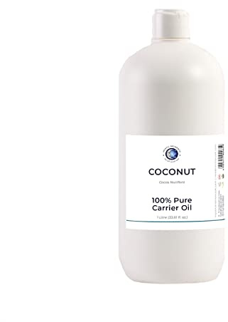 Mystic Moments Huile de noix de coco pure - 1L - 100% pure | Huile végétale de coco pour soins peau, cheveux, massage et formules cosmétiques.