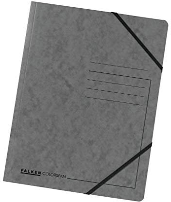 Original Falken 5er Pack Premium Eckspanner-Mappe. Made in Germany. Aus extra starkem Colorspan-Karton DIN A4 mit 2 Gummizügen dunkelgrau Sammelmappe Dokumentenmappe ideal für Büro und Schule