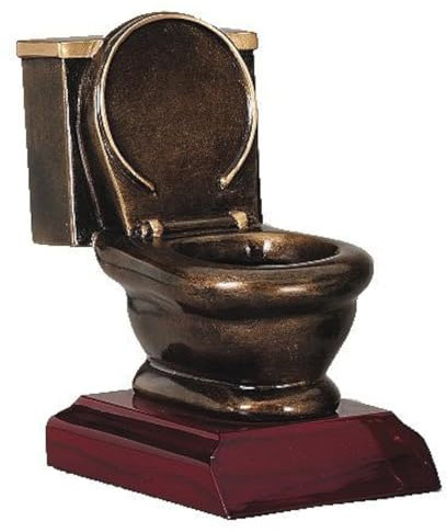 Decade Awards Goldene Toilettenschüssel-Trophäe - Toiletten Schüssel Trophy/Toilet Bowl/Letzter Platz Pokal/Last Place Trophäe Pokal