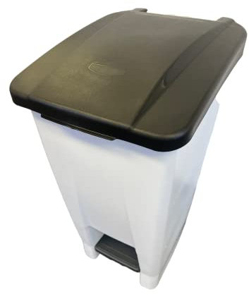 Chabrias Ltd 60 Litre Black & General Waste Logo Step On Pedal Bin for Schools, Medical, and Waste Management Nestable Plastic Bin with Wheels and Handle