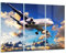 ARTTOR Mehrteilige Bilder auf Glas 165x110cm Glasbild Flugzeug Flug Reise Fahrzeug Groß XXL Wanddeko Schlafzimmer Küche Set 3 teilige Wandbilder Dekoration Wohnzimmer Modern Wand Art GCE165x110-2445
