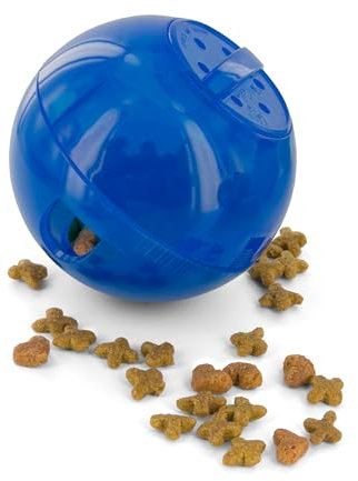 PetSafe - Jouet Distributeur de Croquettes pour Chat SlimCat, Jouet Interactif à Friandises – Faire de l’exercice en s’amusant et aide à perdre du poids, 150 ml de croquettes – Bleu