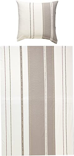 Janine Bettwäsche Mako-Soft-Seersucker Kiesel-weiß Größe 1x 155x220 cm + 1x 80x80 cm