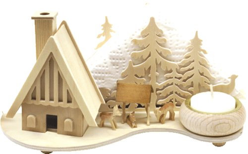 alles-meine.de GmbH Holz Bastelset 3-D - Serviettenhalter Wald mit Haus - komplett ausgesägt Natur/zum selber basteln - Echt Erzgebirge Deko für ..