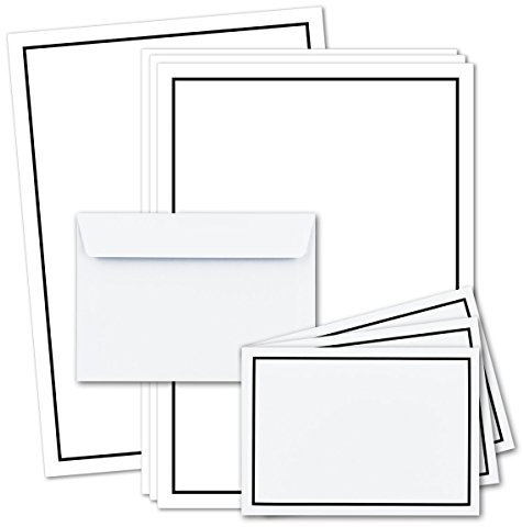 FarbenFroh by GUSTAV NEUSER Trauer-Papier-Set - Klassisch - Schwarz - DIN A5 Briefpapier & DIN C6 Umschläge - 50 Blatt & 50 Umschläge - für Laser & Inkjet - TrauerPapiere by GUSTAV NEUSER®