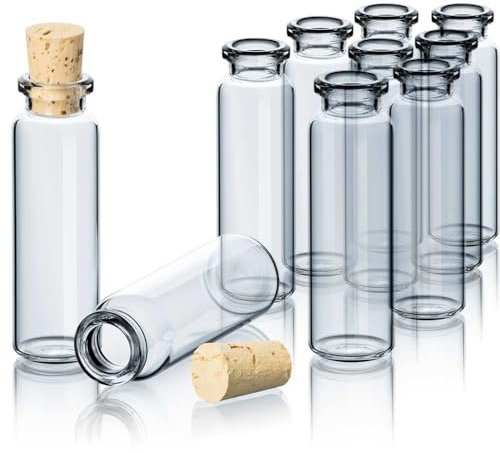 Tuuters 25x Glasfläschchen mit Korken - Give-Away, Gastgeschenk Hochzeit, Gewürze Mini Gläser (20ml)