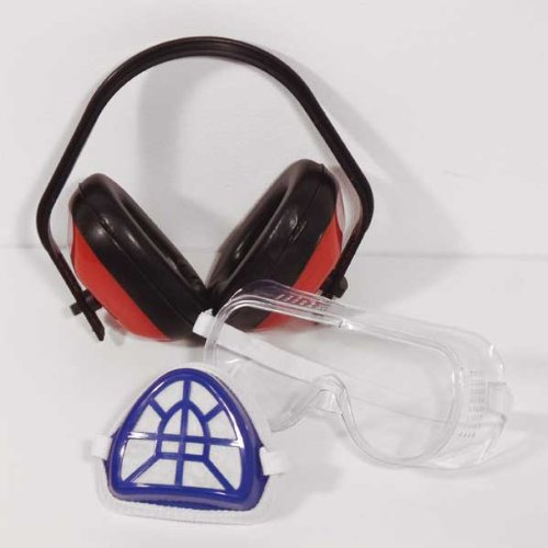 Sicherheitsset: Gehör-, Augen- und Mundschutz