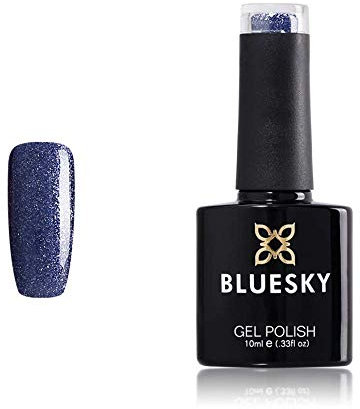 Bluesky Gel Nail Polish, Blue Raindrops A005, Blue, Dark, Glitter, Indigo, Long Lasting, Chip Resistant, 10 ml (Requires Curing Under UV LED Lamp)