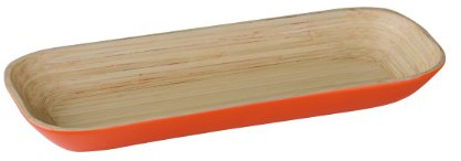 Premier Housewares Kyoto Spun Bamboo Tray - 3 x 30 x 12 cm, Orange