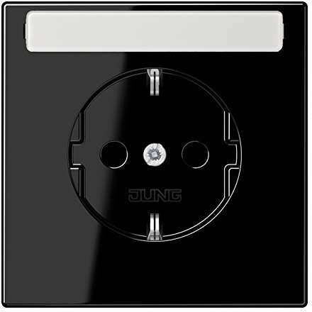 Jung 1520 Kina SW Schuko Steckdose 16 A 250 V mit Berührungsschutz und Schriftfeld 9 x 58 mm Serie LS schwarz, 250 V