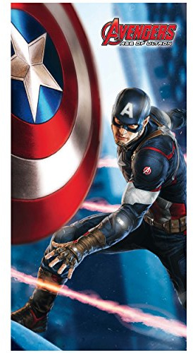 Avengers 042635 Badetuch Captain America, Baumwolle Velours, 75 x 150 cm