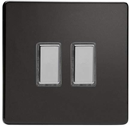 Varilight JDLES002S Dimmer Switch Premium Black 2 Gang