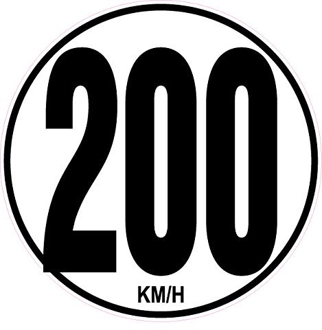 Aufkleber, 20 cm, Geschwindigkeitsbeschränkung Omnibus Traktor LKW 200 km/h, Sticker.