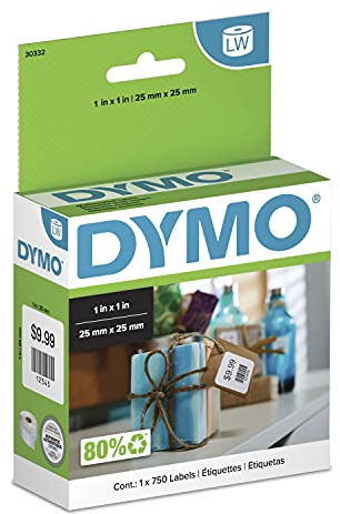 DYMO Authentic LW Multi-Purpose Square Labels, for LabelWriter Printers, Great for Barcodes, 1 x 1, 1 Roll of 750