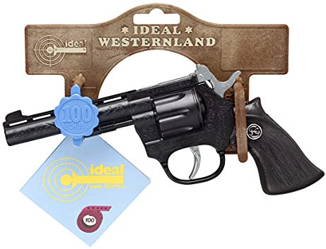 Bauer Spielwaren 4009131 Schrödel J.G. Mustang: Spielzeugpistole für Zündplättchen, ideal für das Cowboy- oder Polizeikostüm, 100 Schuss, 19 cm, schwarz (400 9131)