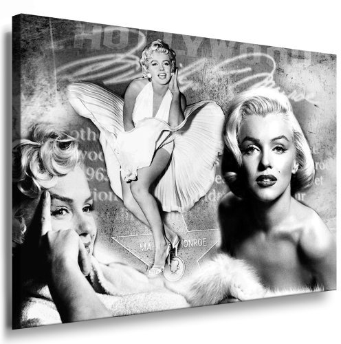 fotoleinwand24 Marilyn Monroe Leinwand Bild 100x70cm Pop Art Gemälde Kunstdruck Wandbild für Wohnzimmer Dekoration