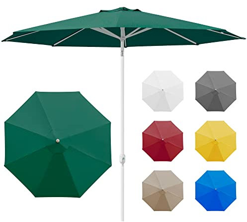paramondo Interpara Parasol Pour Jardin Balcon Et Terrasse, Pliable, Avec Manivelle, 3,5m Rond/Vert/Armature (Blanc)