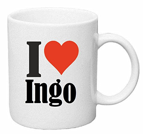 Reifen-Markt Kaffeetasse I Love Ingo Keramik Höhe 9,5cm ? 8cm in Weiß