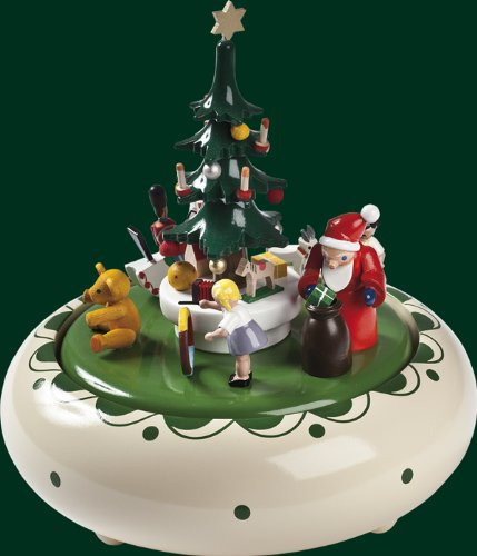 Rudolphs Schatzkiste Spieldose Bescherung mit Weihnachtsmann Höhe= 18cm NEU Spieluhr Spielwerk Musik Dose Figur Seiffen Erzgebirge Holz Dekoration Weihnachten
